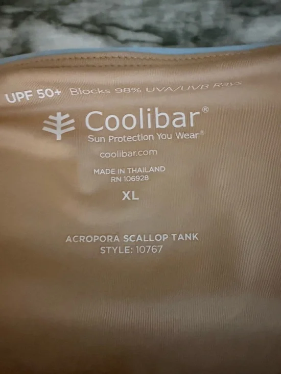 NWT Coolibar Light Blue Womens acropora Scallop Tank top w/built-in bra shirt XL - Picture 3 of 6